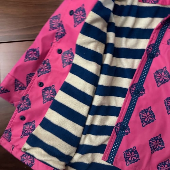 Hatley Kids Raincoat in Pink with Blue Accents - Picture 3 of 4